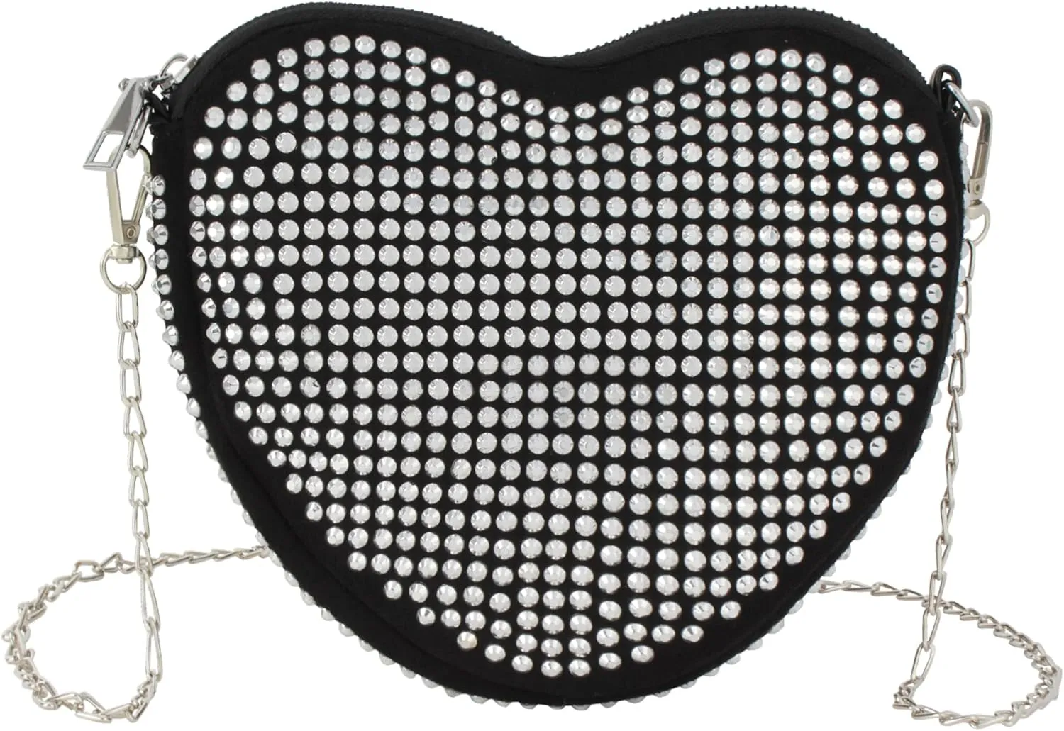 Women's Small Rivets Cross Body Heart Shape Satchel Purse Handbag Fashion Shoulder Chain Bag
